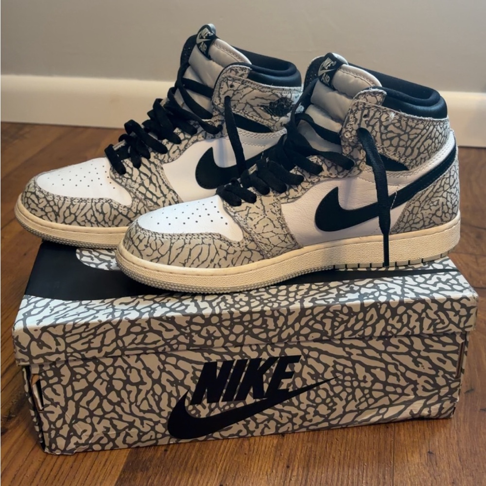 Size 7 Youth Men’s Air Jordan 1 Retro High OG Tech Grey/Muslin-Black-White